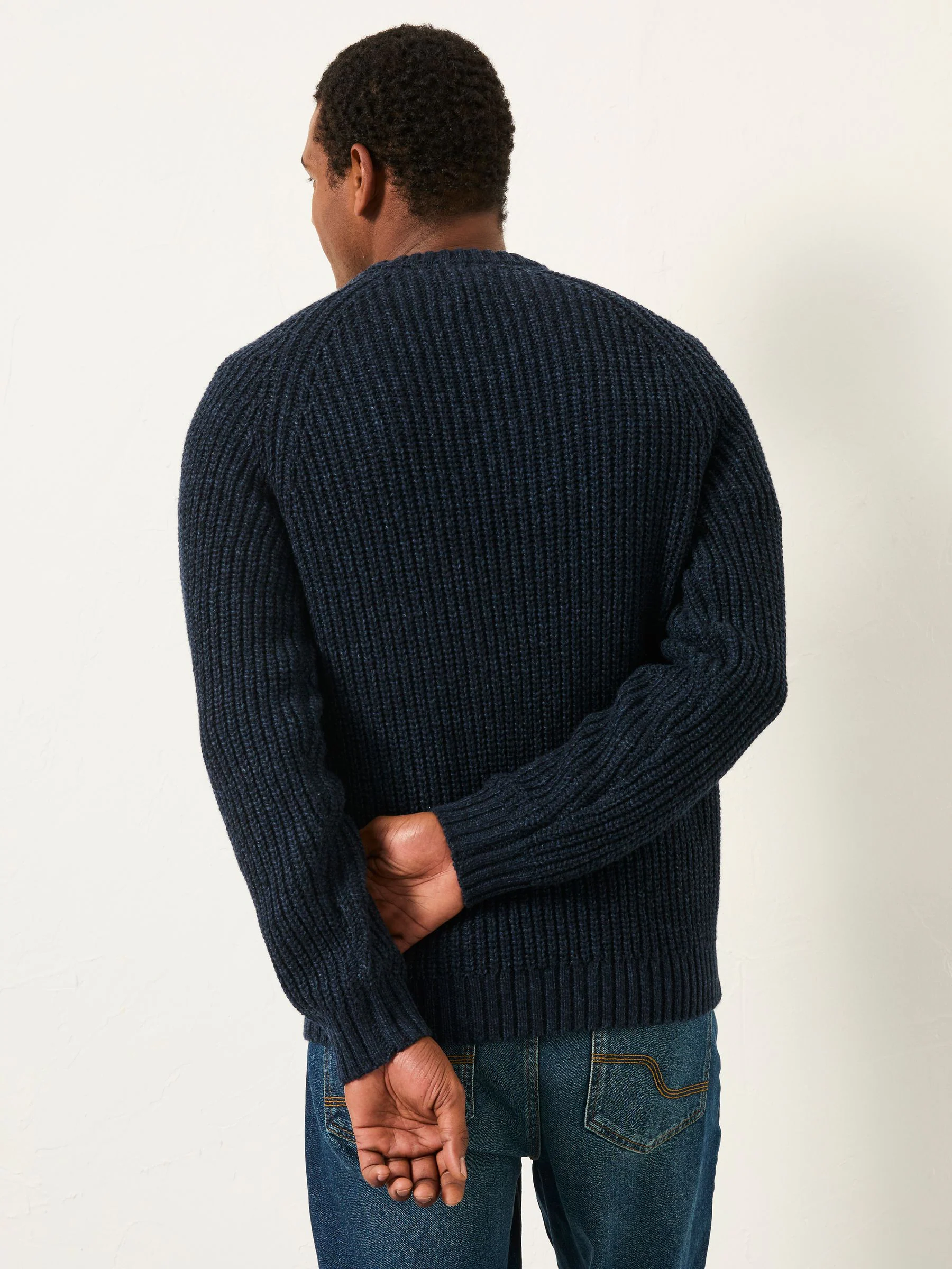 Marineblauw - FatFace Knitted Crew Jumper