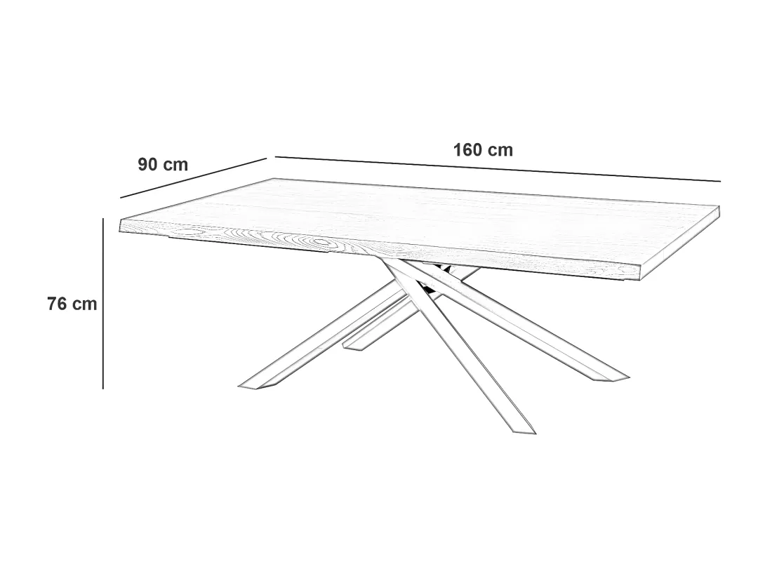 Spike Table Fixe (160 x 76 H cm) en Frêne Noir