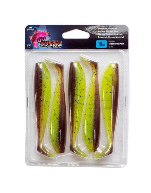 Fox Rage Zander Pro Ultra Uv 12cm\/4.75 Inch Uv Green Pumpkin X 5pc - Softbait -