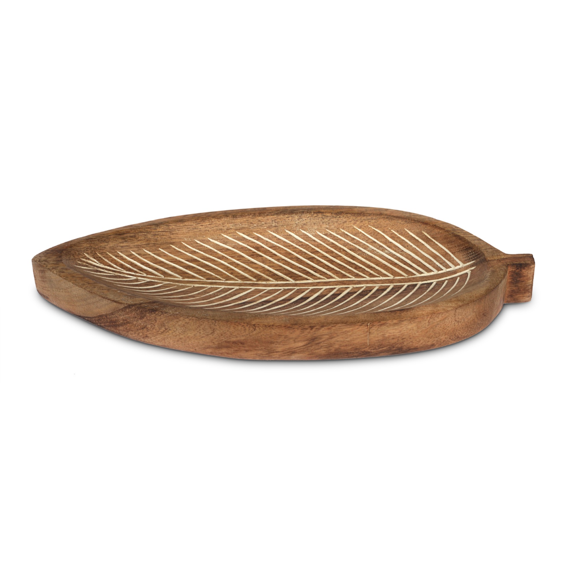 Teller Ablage 'Blatt', natur, T 38 cm, B 13 cm, H 4 cm von fischer's lagerhaus