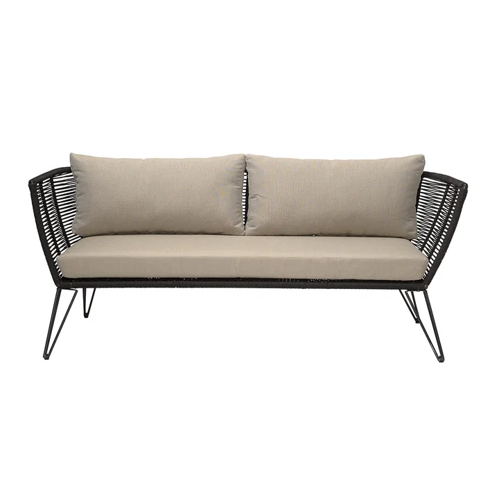 Bloomingville - Mundo Sofa mit Kissen, grün / weiss beige gestreift
