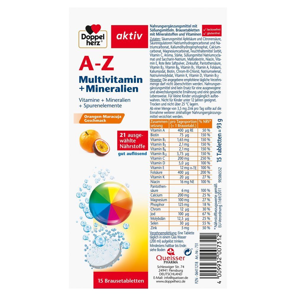 Doppelherz® aktiv A-Z Multivitamin + Mineralien Brausetabletten