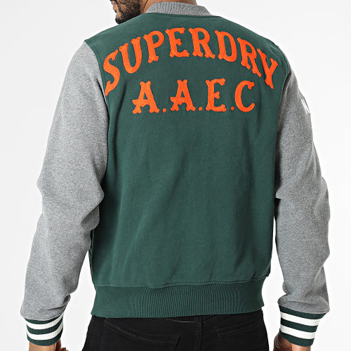 Veste Teddy Vintage Collegiate M2012912A Vert Gris Chiné