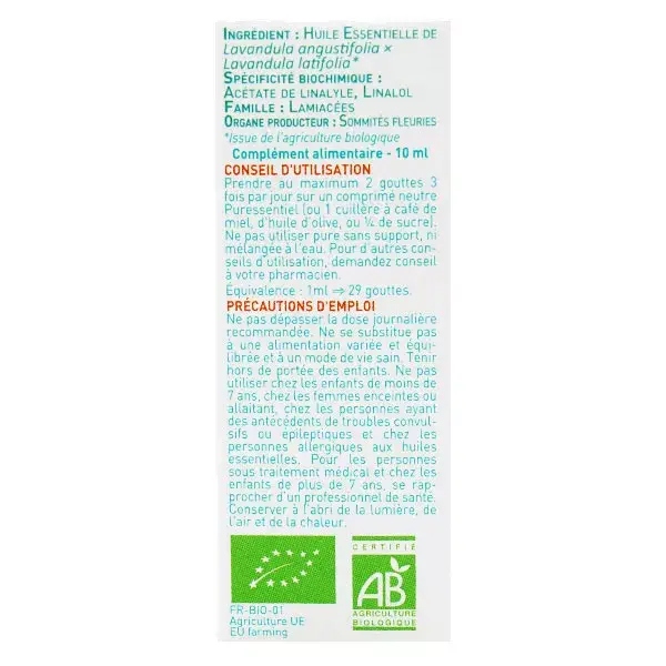 Óleo Essencial de Lavanda Super Orgânica Puressentiel 10ml