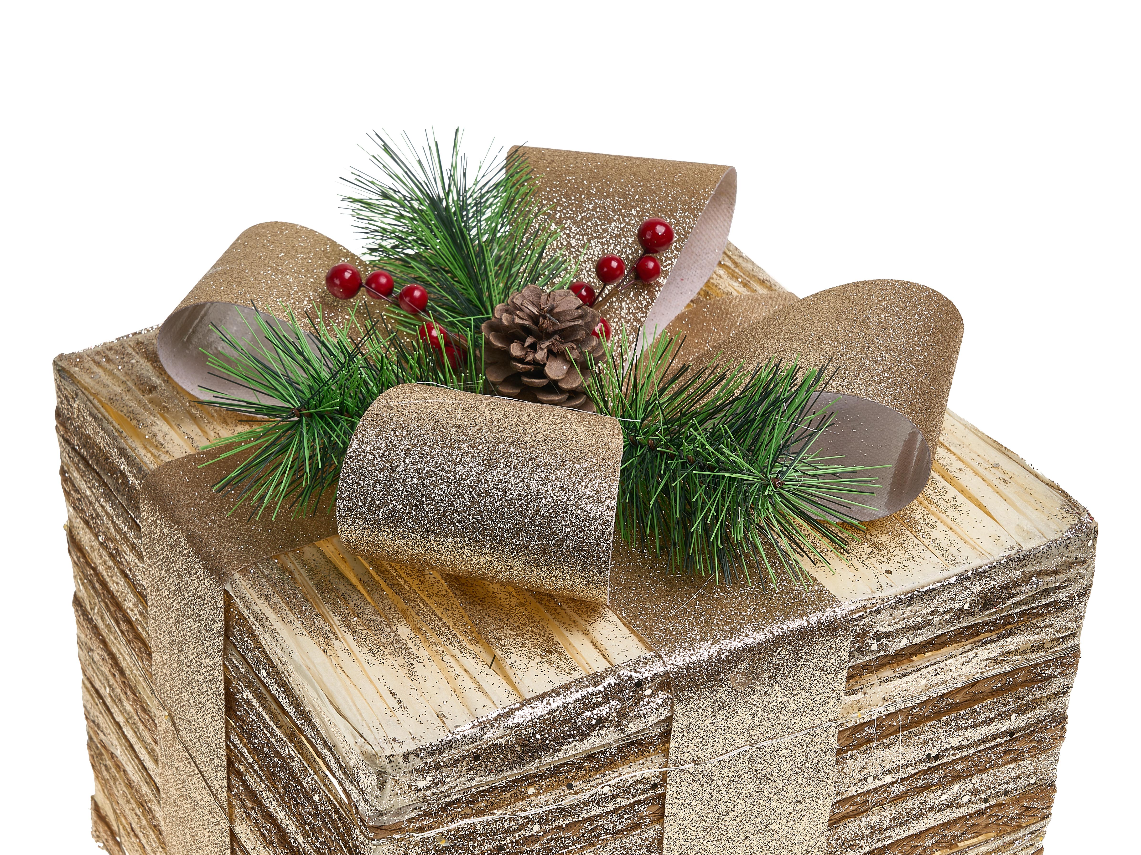 Set van 3 kerstdecoraties LED TOFTE Kerstcadeaus 20/25/30 cm Goud