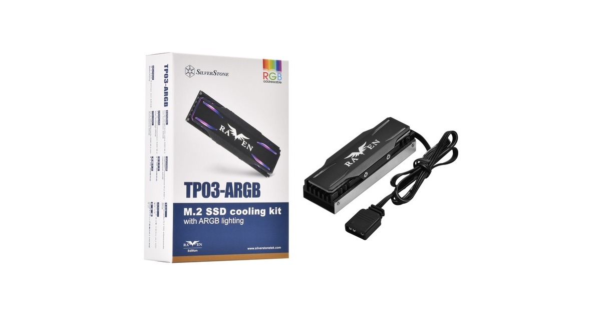 SilverStoneTP03-ARGB heatsink  (Zwart, Geschikt voor M.2 2280 SSD)