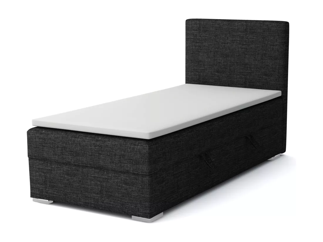 LIT SIMPLE avec topper Kiberg Mini côté droit, 100x200 cm, Lux 23 (Noir)