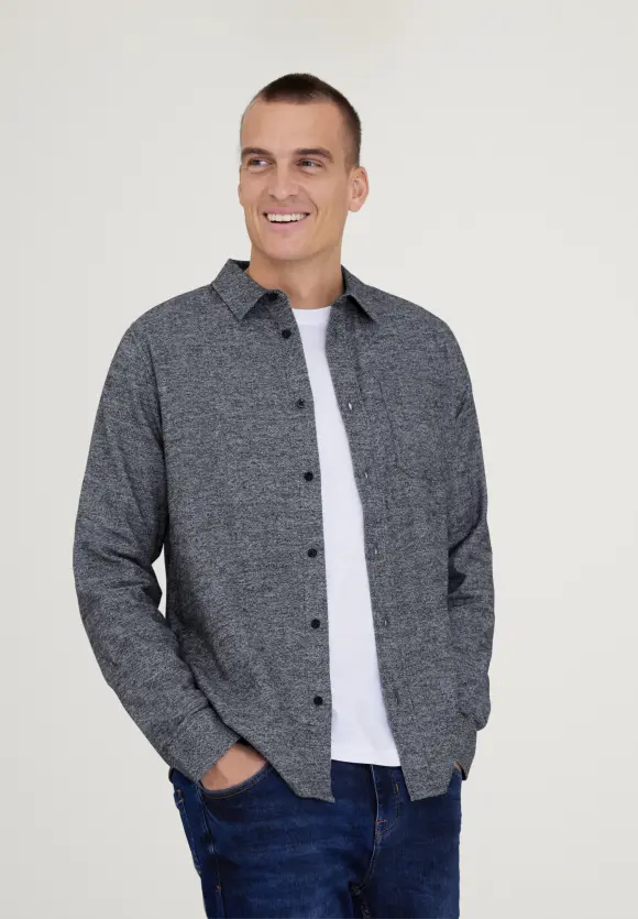 Hemd in Melange - graphite grey melange