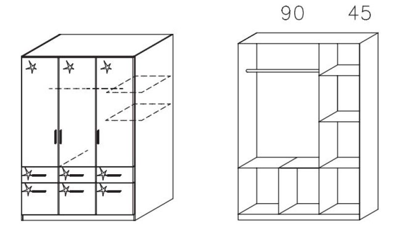 Kleiderschrank - Sonoma Eiche-weiß - 136 cm