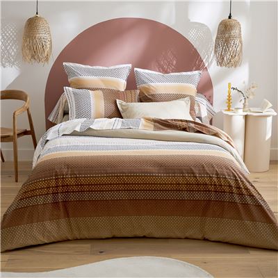 Linge de lit motif bandes géométriques