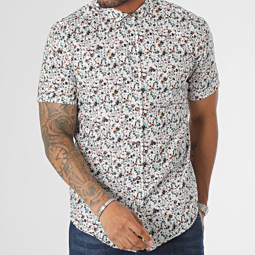 Chemise Manches Courtes Blanc Floral