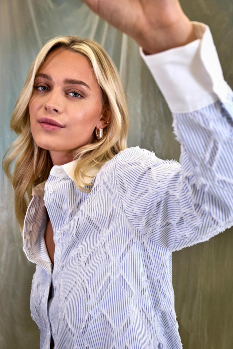 Minus blauwe dames blouse