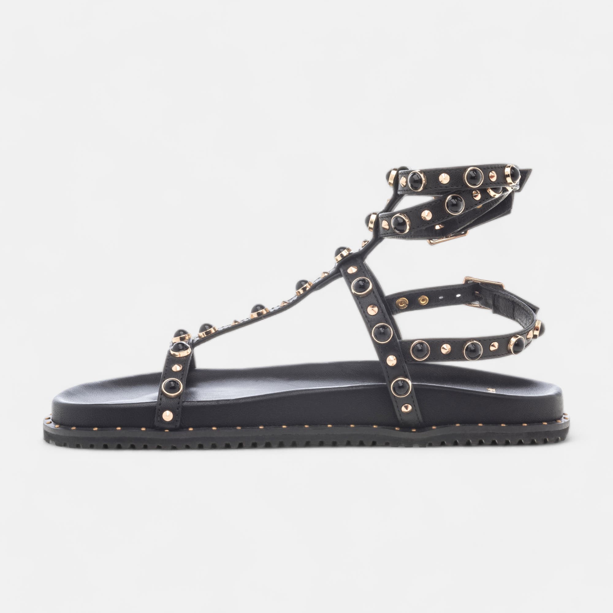 Sandales Femme en cuir noir