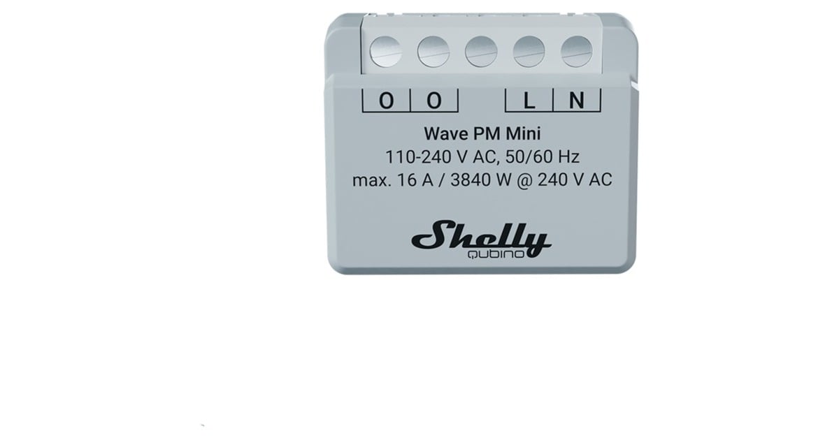 ShellyQubino Wave PM Mini relais  (Lichtgrijs/wit, 1-kanaals, Z-Wave)