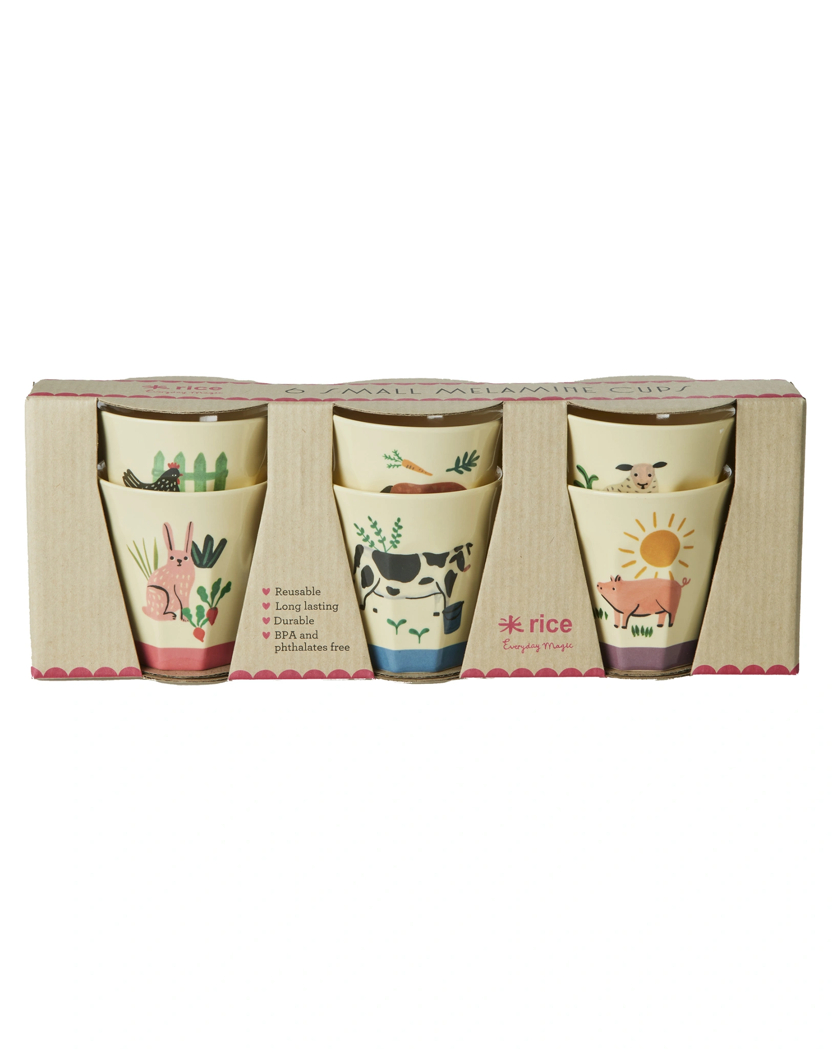 Melamin-Trinkbecher FARM PRINTS small 6er-Set