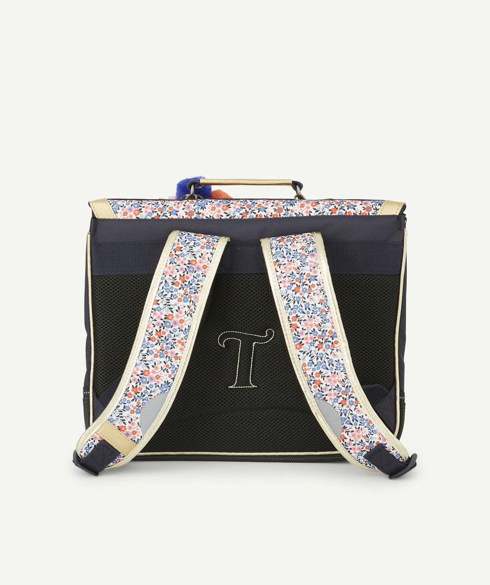 TANN'SLE CARTABLE MARINE IMPRIMÉ FLEURI AVEC POMPONS