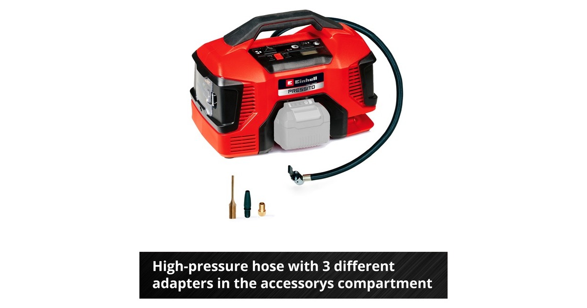 EINHELLAccu Compressor PRESSITO 18/21  (Rood/zwart, Accu en lader niet inbegrepen)