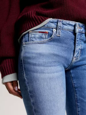Calça jeans skinny desbotada de cintura baixa Sophie