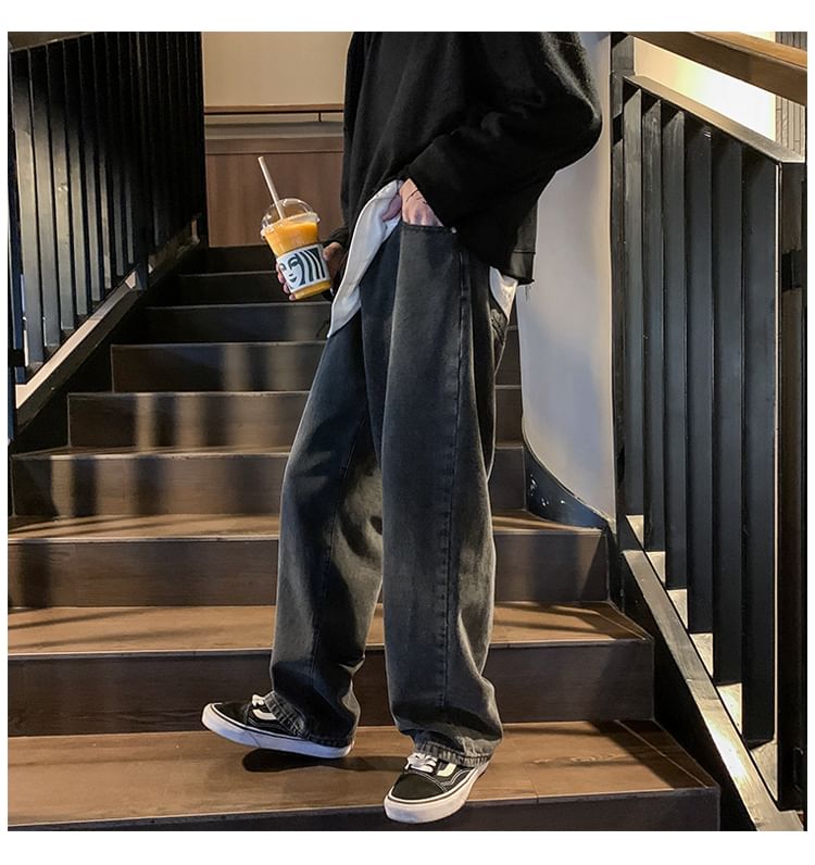 Priam - Mid Rise Washed Wide Leg Jeans