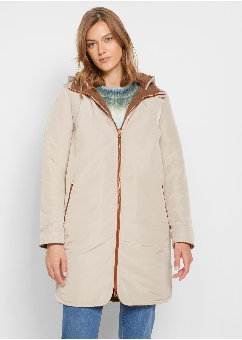 Parka réversible en maille peluche en polyester recyclé