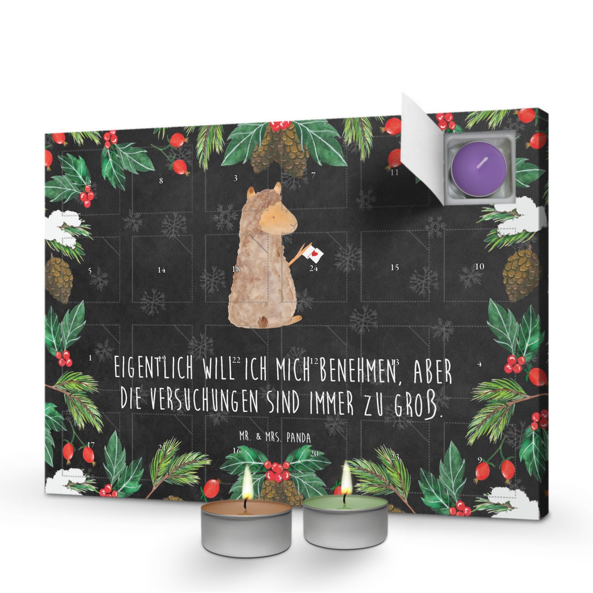 Mr. & Mrs. Panda Geurkaars Adventskalender Alpaca Vlag - Zwart