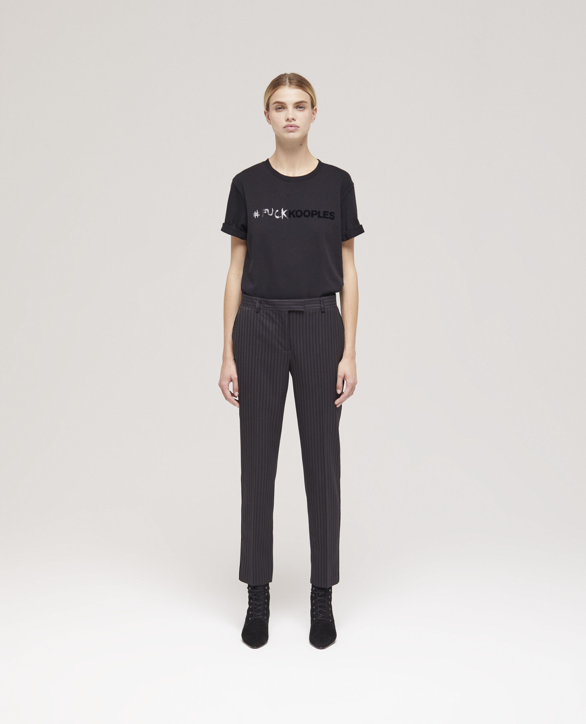 Pantalon de costume en laine rayé