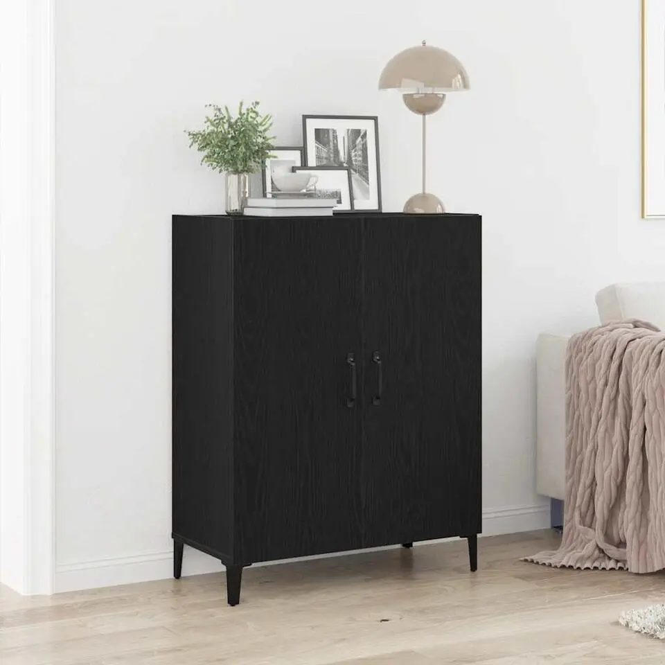 vidaXL - Dressoir met 2 deuren - Zwart eiken - Bewerkt hout - 69.5x34x90 cm
