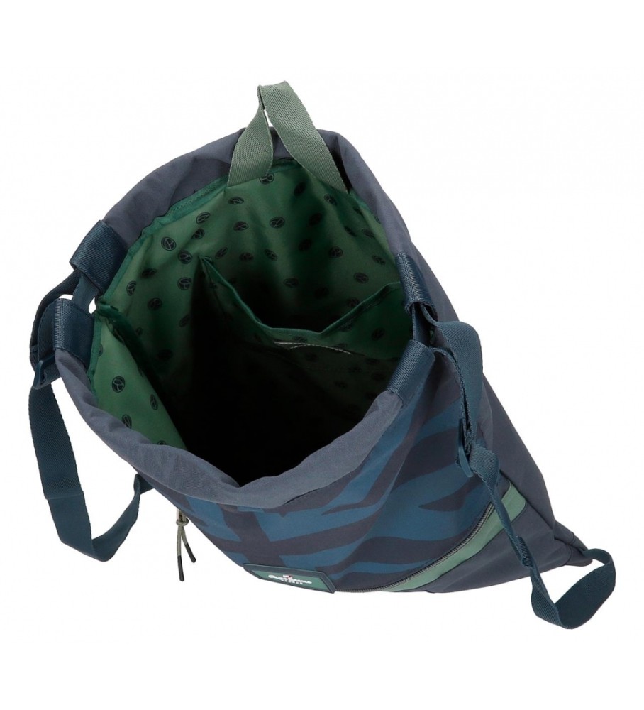 Mochila com cordão Pepe Jeans, modelo Tom, azul escuro.
