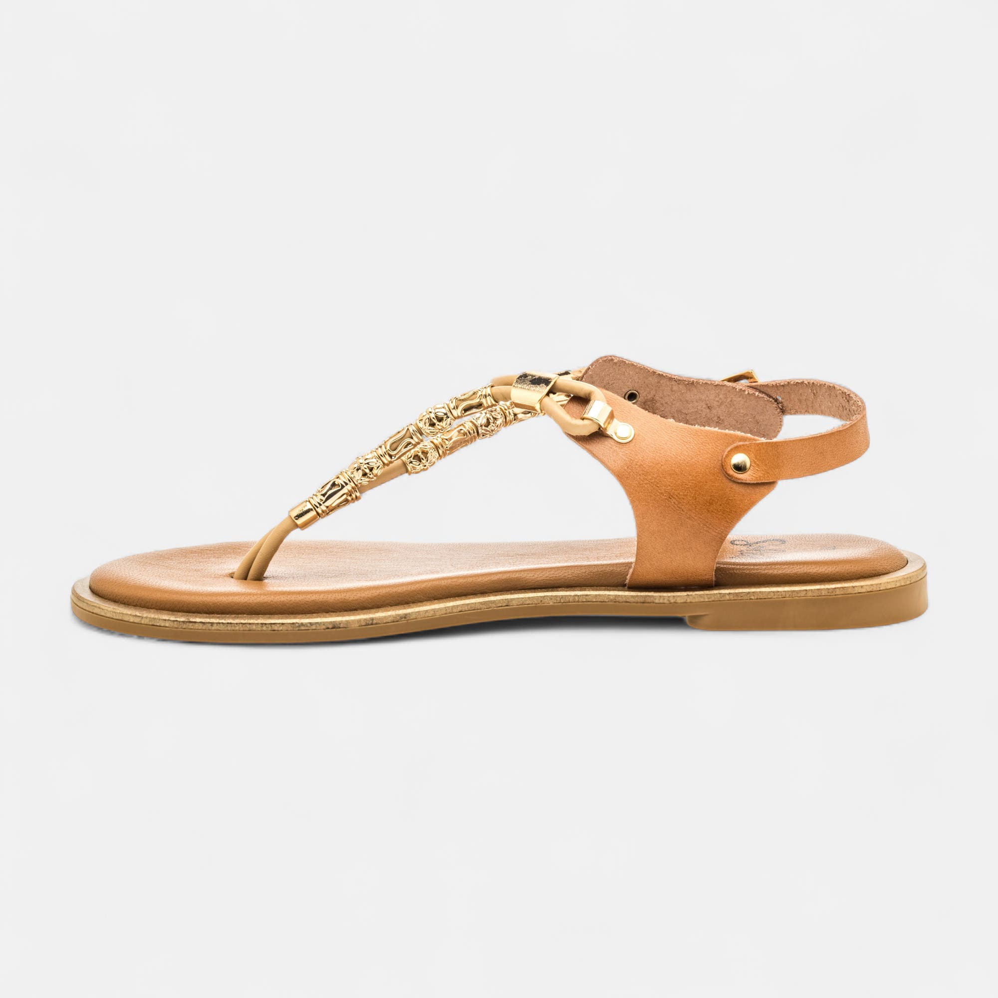 Nu-pieds Femme en cuir taupe