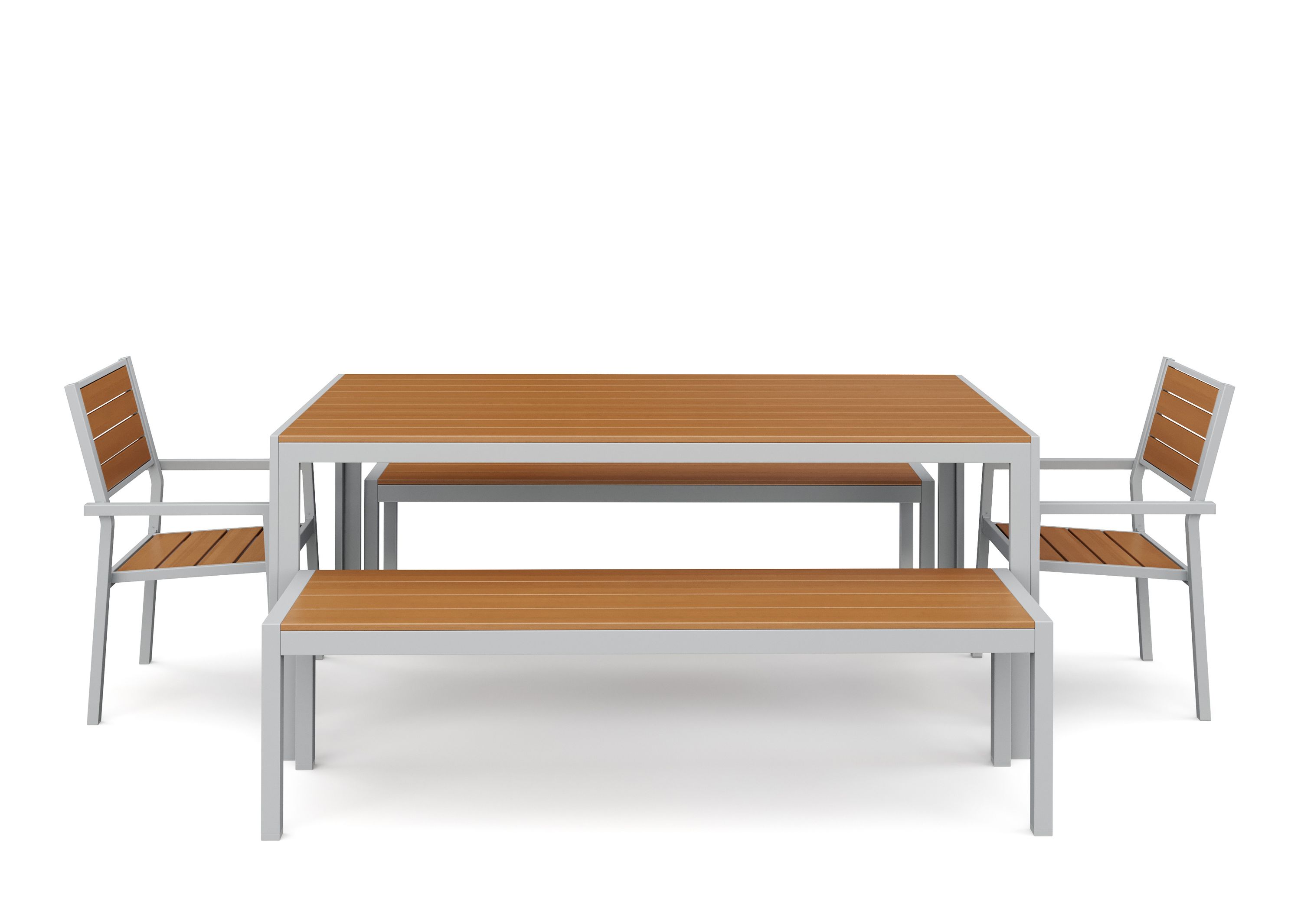 Gartenmöbel Set ZILO 2 Stühle + 2 Bänke braun