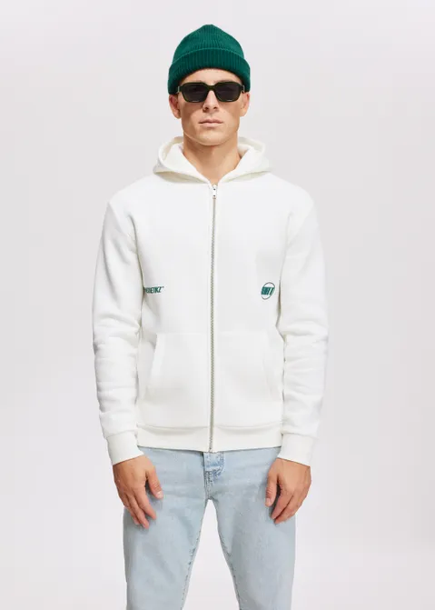 Sweatvest met rits off-white (WIT.O)
