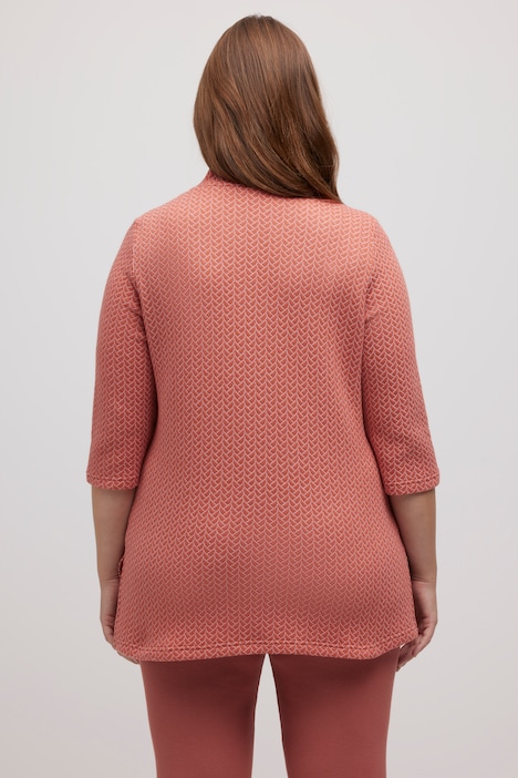 Sweatshirt, Jacquard, Stehkragen, 3/4-Arm, Biobaumwolle