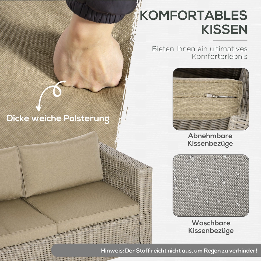 Outsunny Gartenmöbel Set mit Couchtisch bunt
