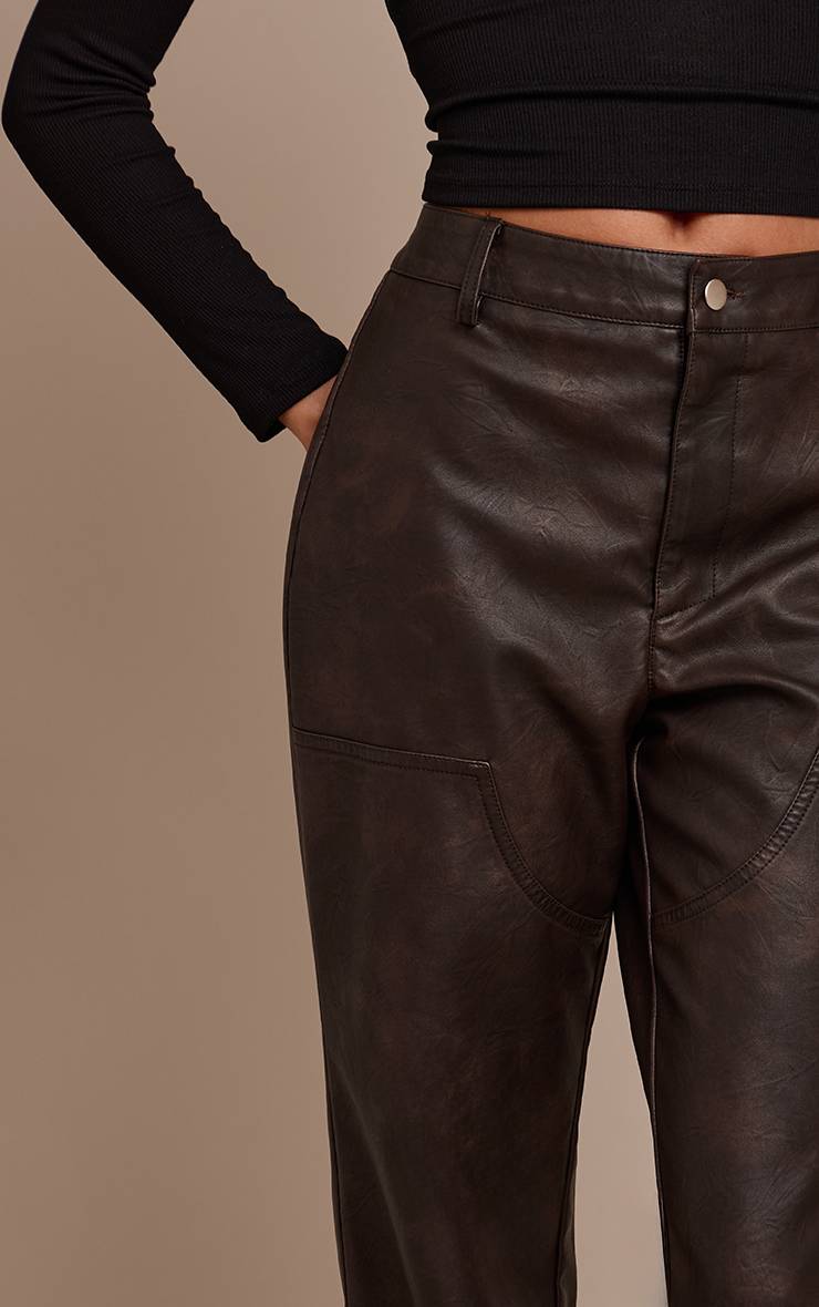 Dark Chocolate Pantalon En Synthétique Avec Détails De Coutures