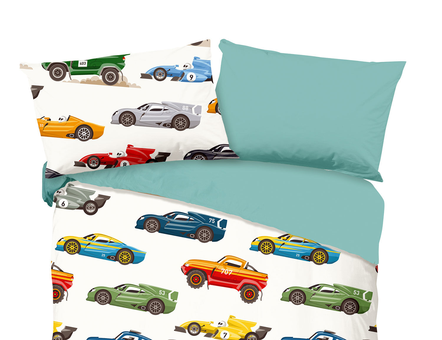 Bettwäsche mit bunten Autos