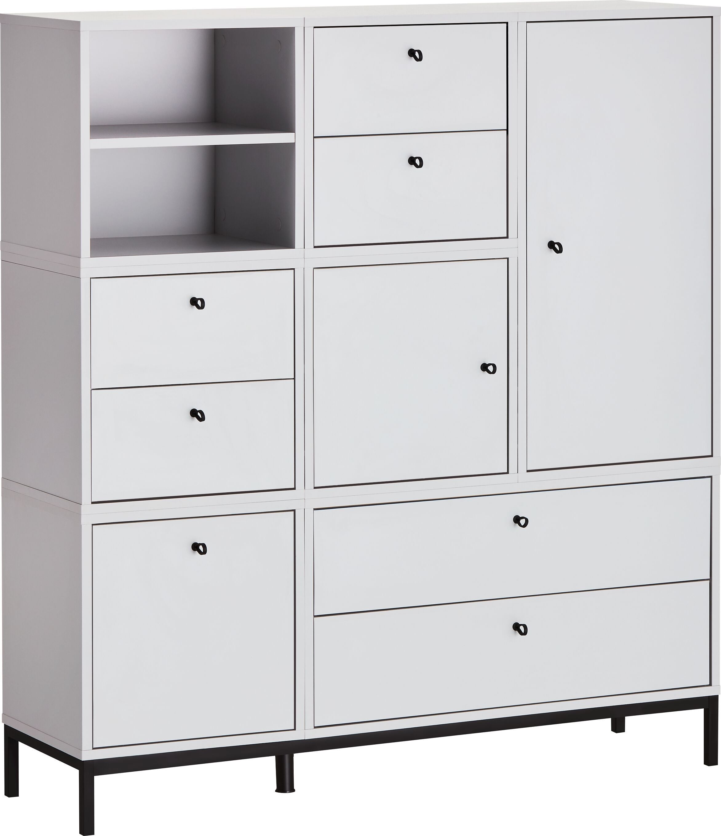 FINJA Highboard - Perlgrau / B: 120.0 cm x T: 36.0 cm x H: 132.5 cm