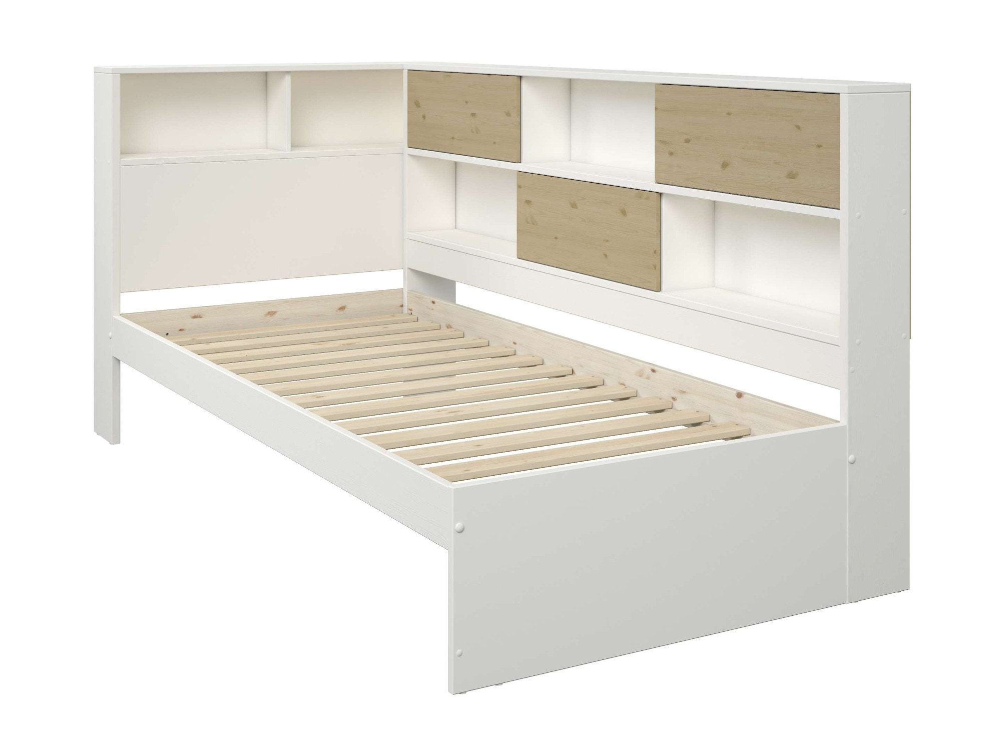 Home affaire Stauraumbett »Amance, Kopfteil beidseitig montierbar, stabil und langlebig, Stauraum« Aussenmasse B/T/H: 110,2/220,1/106,9 cm,  FSC® zertifiziert, inklusive Lattenrost,  Made in EU,Massivholz + MDF