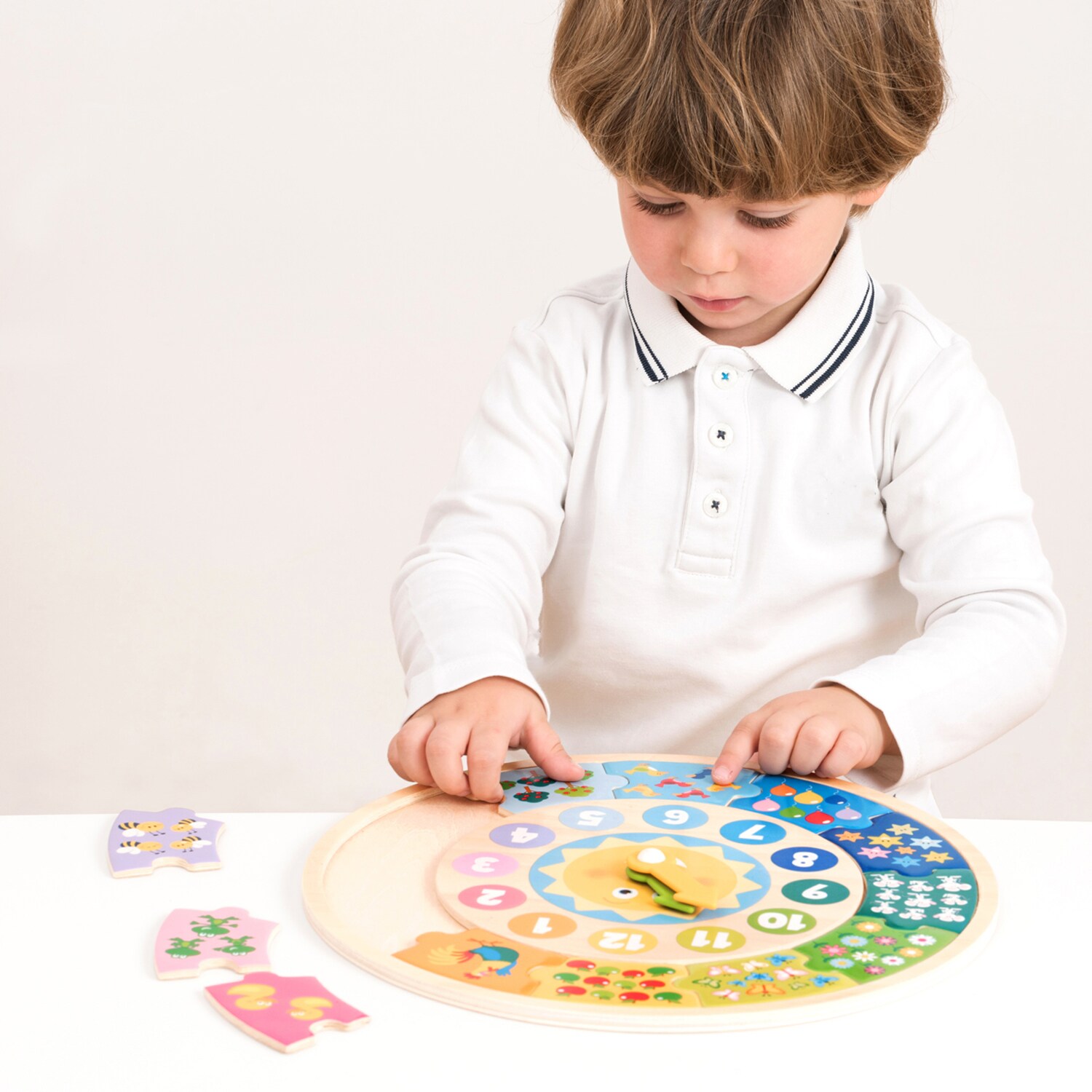 Lernspieluhr als Puzzle mitSonne Lernspielzeug für Kinder aus Holz