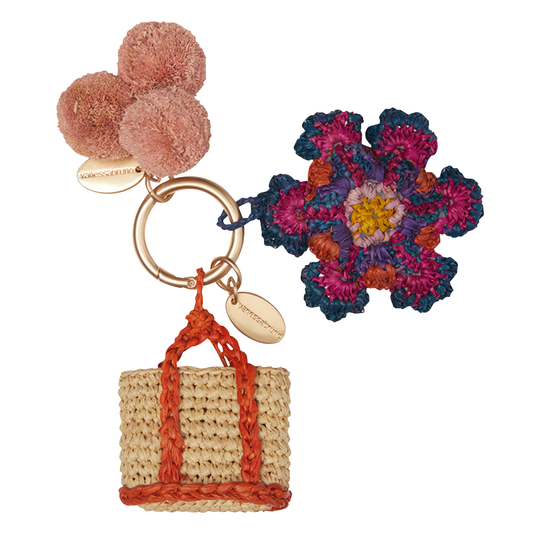 DAHLIA - Porte-clés en raphia| Multicolore