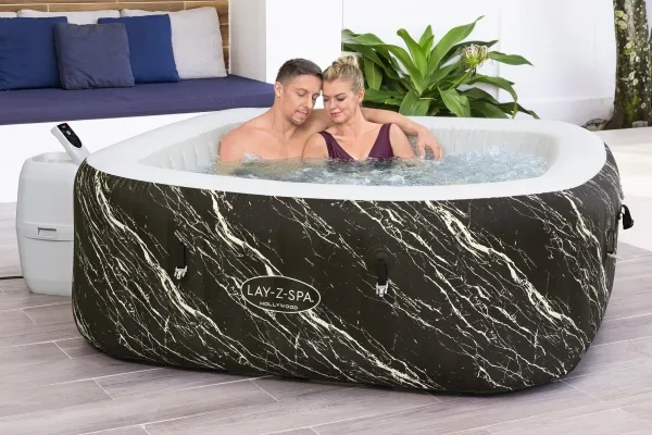 Bestway Lay-Z-Spa 6001F, 778 L, 6 person(er), Firkant, Boble/Jet massage, ABS, Polyethylenterephthalatfolie (PET), Polyvinylchlorid (PVC), Sort, Hvid