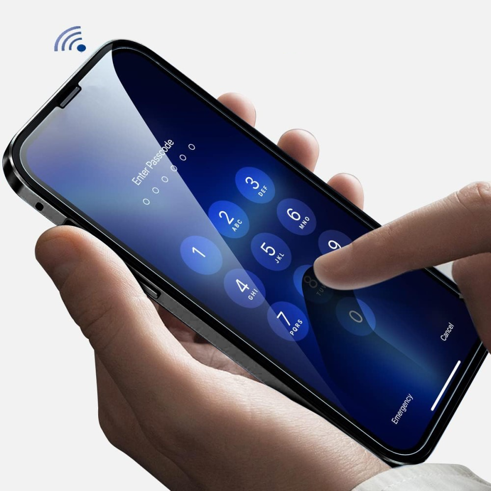 iPhone 15 Magnetische Alu Schutzhülle mit Panzer Glas Backcover   Displayschutz (Magnet-Technologie) - Silber