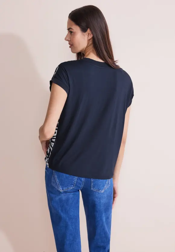 Materialmix T-Shirt - deep blue