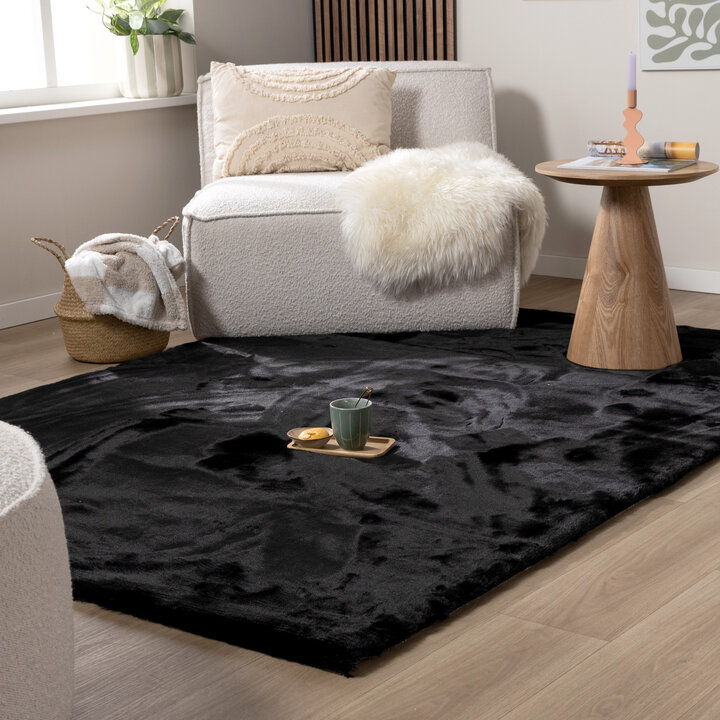 Zacht Hoogpolig vloerkleed - Comfy Supreme Zwart