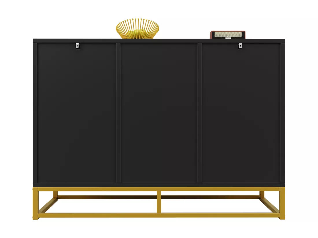 Buffet moderne 120×40×85 cm - 3 portes avec étagères réglables - Noir