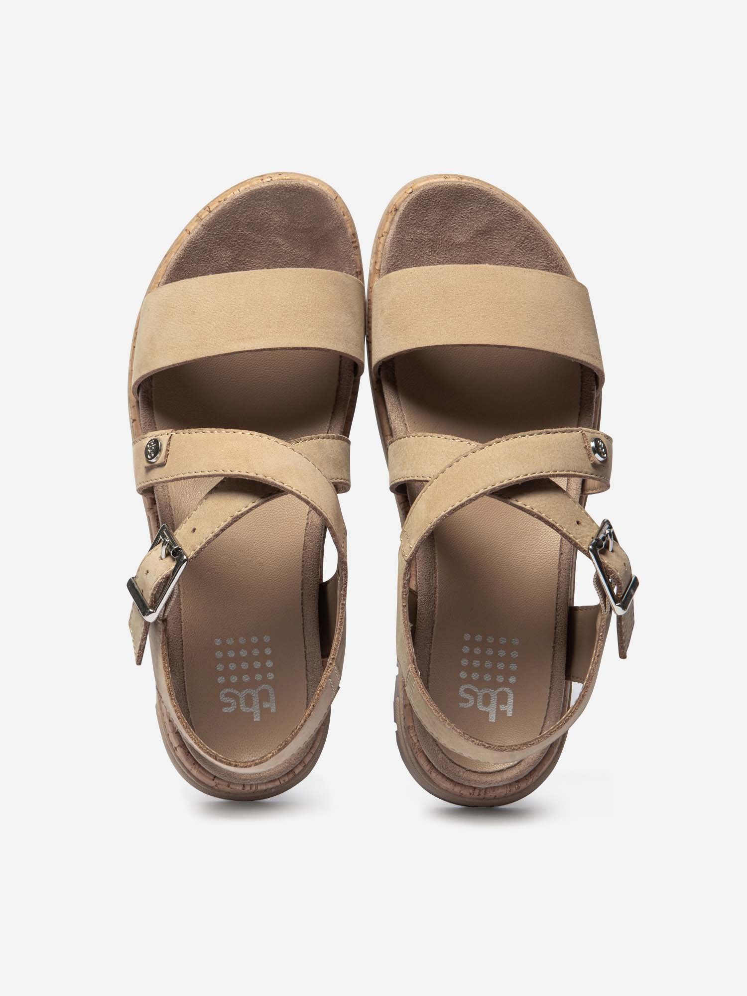 Sandales Femme Semelle Mi-Haute Cuir Beige