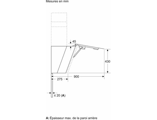 SIEMENS - Hotte decorative murale LC91KLT60, IQ700, 1007 m3/h, Finition verre