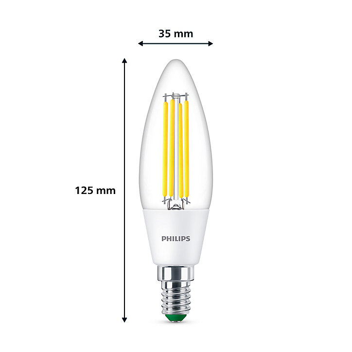 Ampoule LED flamme E14 485lm=40W blanc froid Philips ⌀3,5 cm transparent