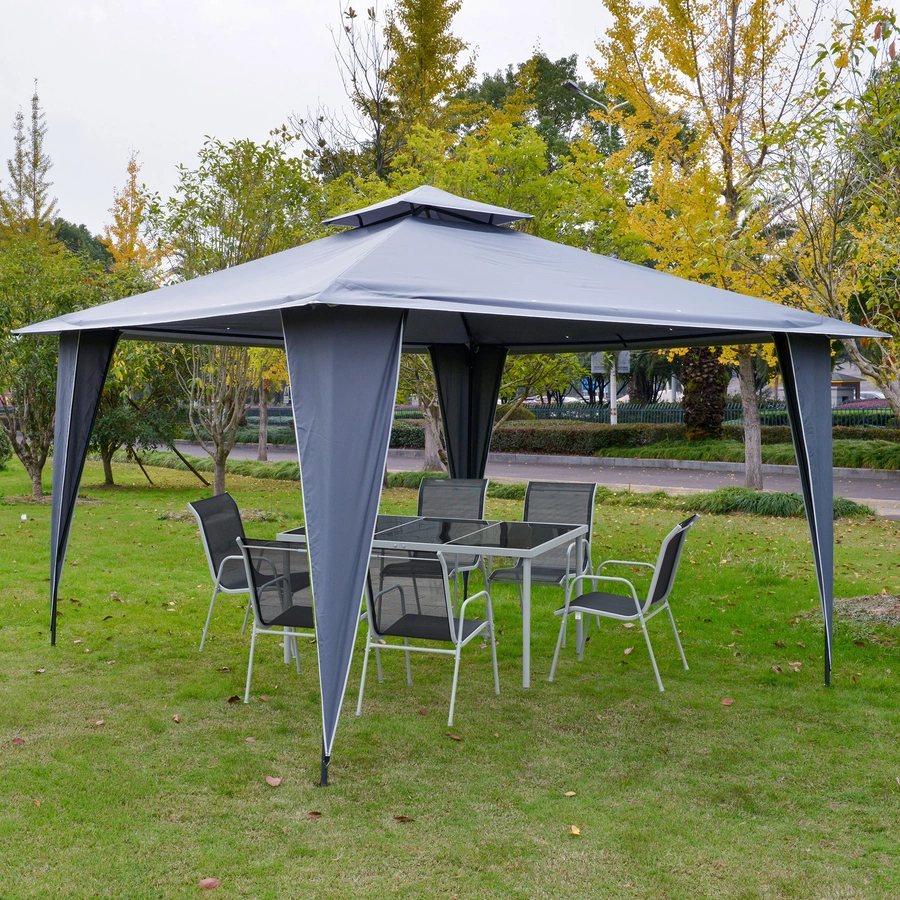 Outsunny Pavillon mit Doppeldach grau