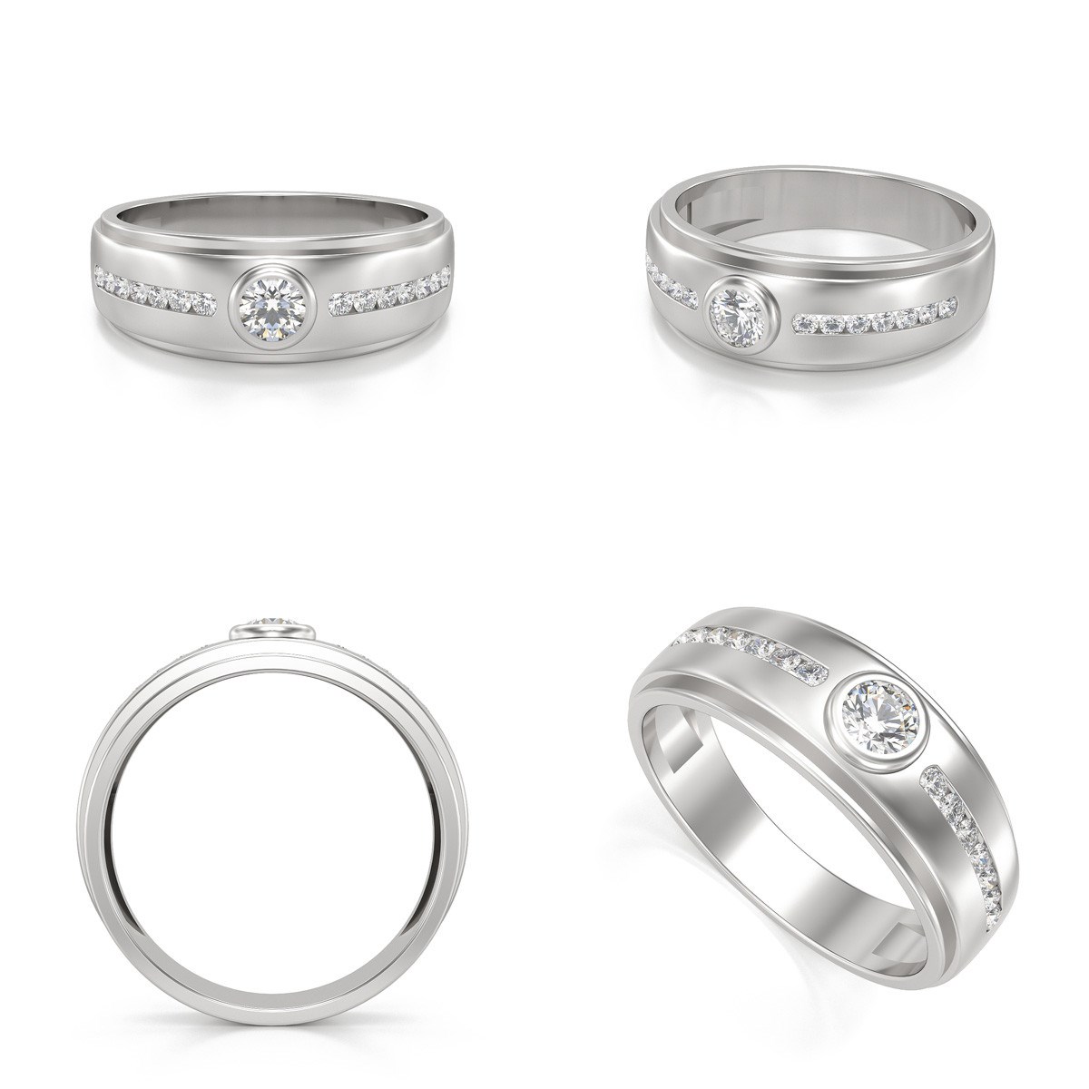Alliance ADEN Homme Or 585 Blanc Diamants 5.88grs
