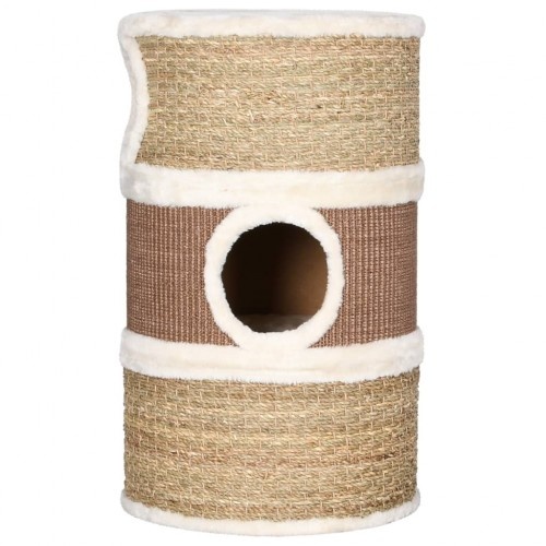 Arranhador de gato em formato de barril com cavernas, marrom